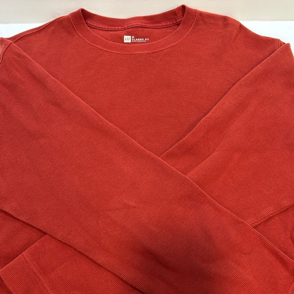 Gap Men's Waffle Knit Pullover Casual Crew Neck Long Sleeve Shirt Size M Pumpkin - Picture 1 of 4